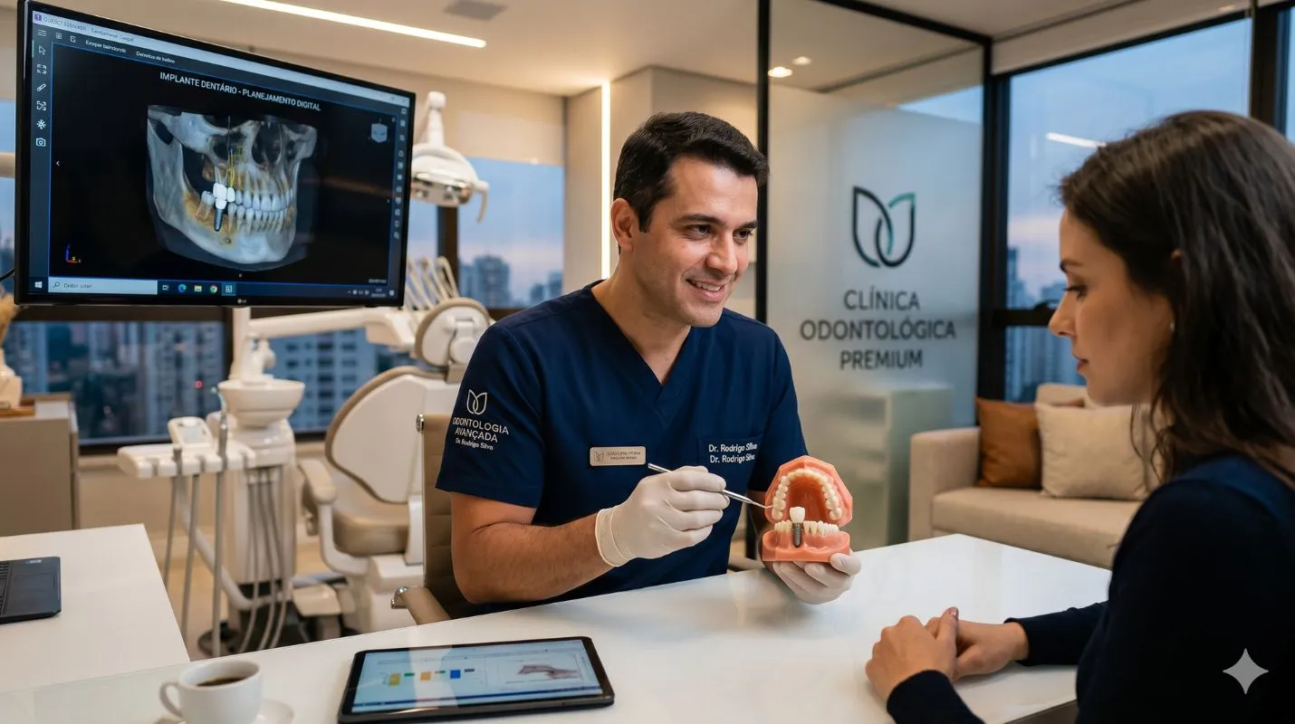 Endodontista em consultório de Cascavel realizando planejamento
